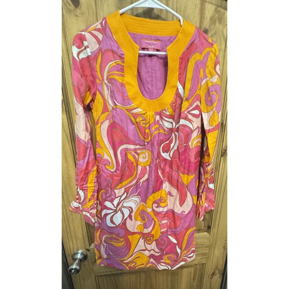 Banana Republic Women's Trina Turk Dress‎ Orange Pink Psychedelic Size 6
